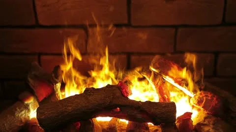 Burning wood in a fireplace Stock Footage 14856682
