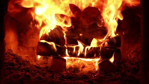 Burning wood in the fireplace Stock Footage 71640823