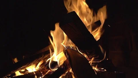 Burning wood in the fireplace Stock Footage 73297849