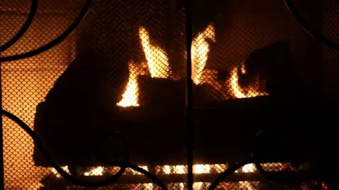 Burning Wood In The Fireplace Stock Footage 77377015