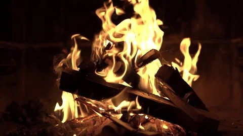 Burning wood in the fireplace Stock Footage 83602737