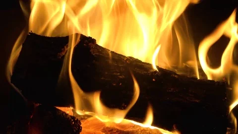 Burning Wood In The Fireplace Stock Footage 84138187