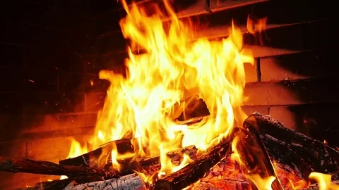 Burning Wood in the Fireplace Stock Footage 101435244