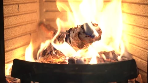 Burning wood in the fireplace 動画素材 168138058