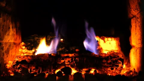 Burning wood in the fireplace 스톡 동영상 231399486
