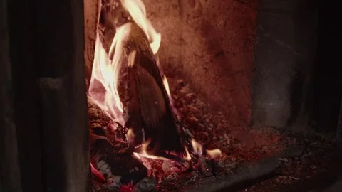 Burning wood in fireplace Stock Footage 249178305