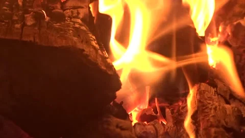	Burning wood in the fireplace Stock Footage 264748744