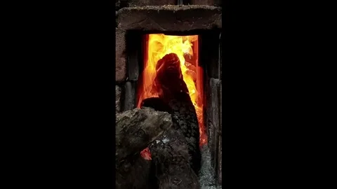 Burning wood in the fireplace Stock Footage 292251702