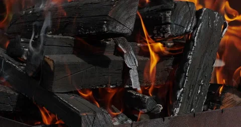 Burning wood Stock Footage 132313683