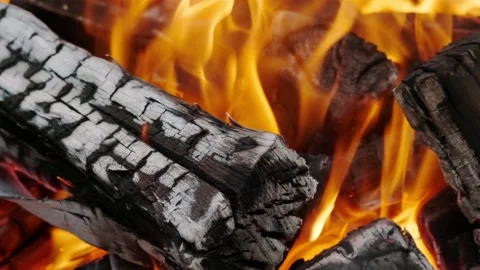 Burning wood Stock Footage 140232838