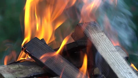 Burning wood Stock Footage 157086436