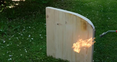 Burning wood with gas. Stock Footage 137042181