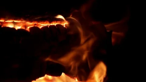 Burning wood in slow motion Stock Footage 77010722