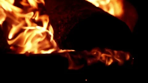Burning wood in slow motion Stock Footage 77010904