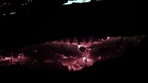 Burning wood smoldering wood smoldering log. Burning logs burned in the fire Stock Footage