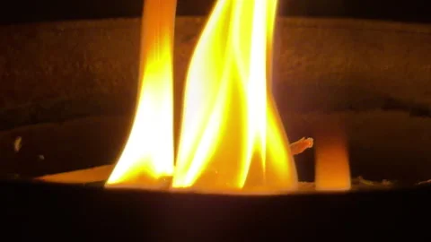 Burning Wood Splinters Flickering with Sharp Crackling and Hissing Sounds Stock Footage 329016447