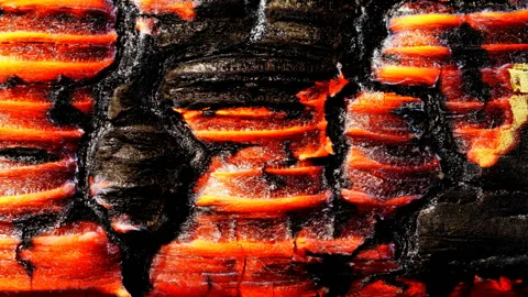 Burning wood texture. Close up. Time lapse. Video stock 102949747