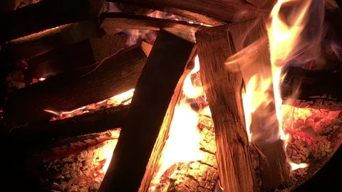 Burning wooden beams, close-up Stock Footage 104577703