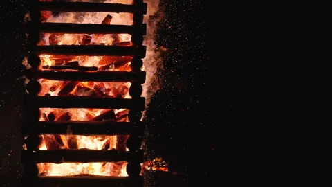 Burning wooden tower, an Easter tradition in Austria, Timelapse Video stock 316230888