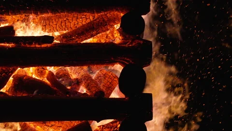 Burning wooden tower, an Easter tradition in Austria, Timelapse Stock Footage 316232618