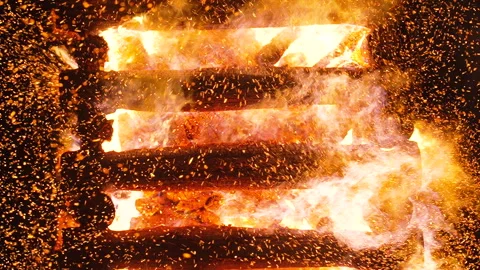 Burning wooden tower, an Easter tradition in Austria, Timelapse Stock Footage 316233410