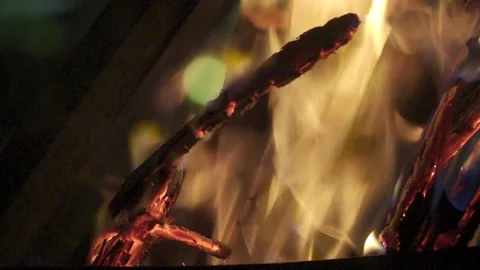 Burning woods in campfire close-up, Stock Footage 133775200