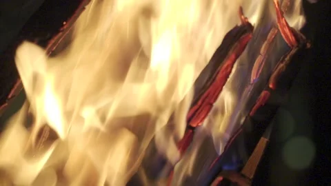 Burning woods in campfire close-up, Stock Footage 133775212