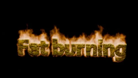 Burning word on fire 3d text fat burning. fat cells burn in fire. weight loss Stock Footage 312500334