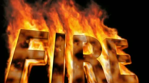 Burning word fire Stock Footage 22342534