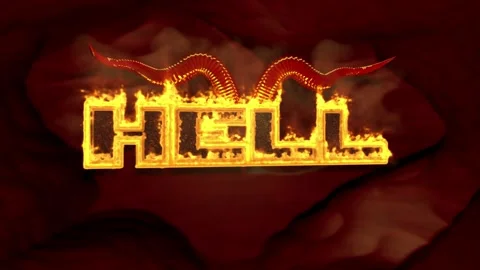 Burning Word Hell With Horns Stock Footage 134071438