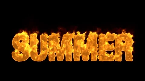 Burning word 'Summer' on black background Stock Footage 76876991
