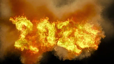 Burning words 2025 on a dark background Stock-Footage 290483003