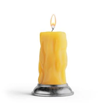 Burning Yellow Candle. 3d Rendering Stock Illustration