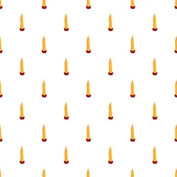 Burning yellow candles seamless pattern with red holders Ilustração Stock
