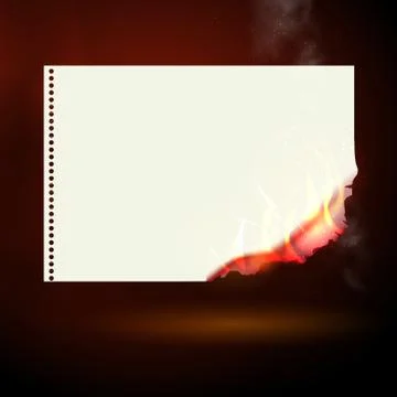 Burning yellow sheet of paper vector illustration. Stock Illustration