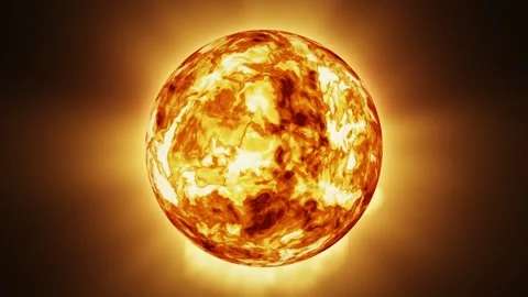 Burning Yellow Sun Surface Turbulence - Sci-Fi Plasma Planet Motion Loop Stock Footage 346280611