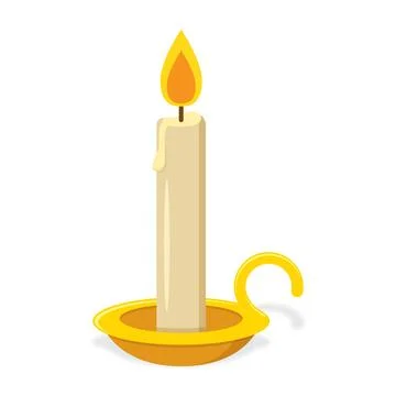 Burnining candle icon in colorful flat style. Candlelight vector illustrati.. Illustrazione stock