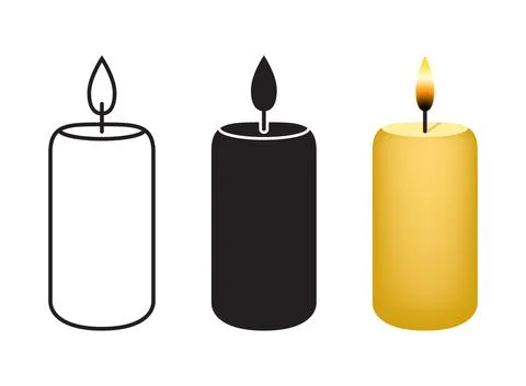 Burnining candle icon set collection in flat style. Candlelight vector illu.. Stock Illustration
