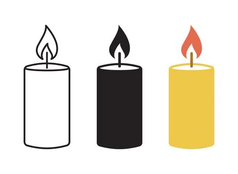 Burnining candle icon set collection in flat style. Candlelight vector illu.. Stock Illustration