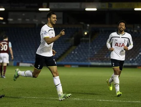 Burnley V Tottenham Fa Cup Third Round Game At Turf Moor Spurs' Nacer Chadli Cel Stock Photos