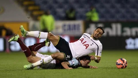 Burnley V Tottenham Fa Cup Third Round Game At Turf Moor Spurs' Nacer Chadli And Stock Photos