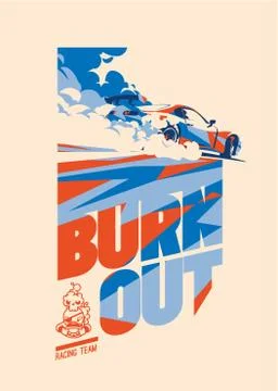 Burnout car, Japanese drift sport, Street racing Stock Illustration