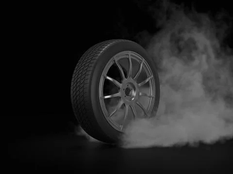 Burnout car tire Stock Illustration