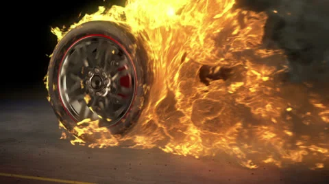 Burnout on fire loop Stock Footage 24523801