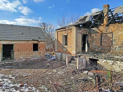 Burnt and destroyed manor Stock-Fotos