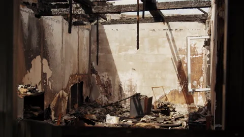Burnt apartment after the explosion Stock-Footage 200915955