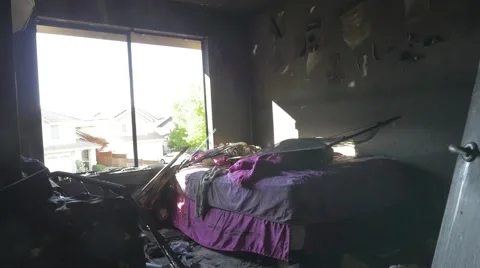 Burnt Bedroom 2 Stock Footage