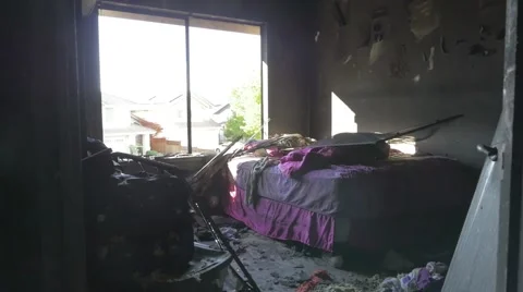 Burnt Bedroom Stockbeeldmateriaal 43090656