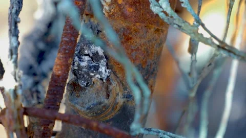 Burnt bike structure with rust and erosion Vídeo Stock 337875895