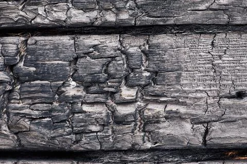 Burnt board close-up. Foto stock